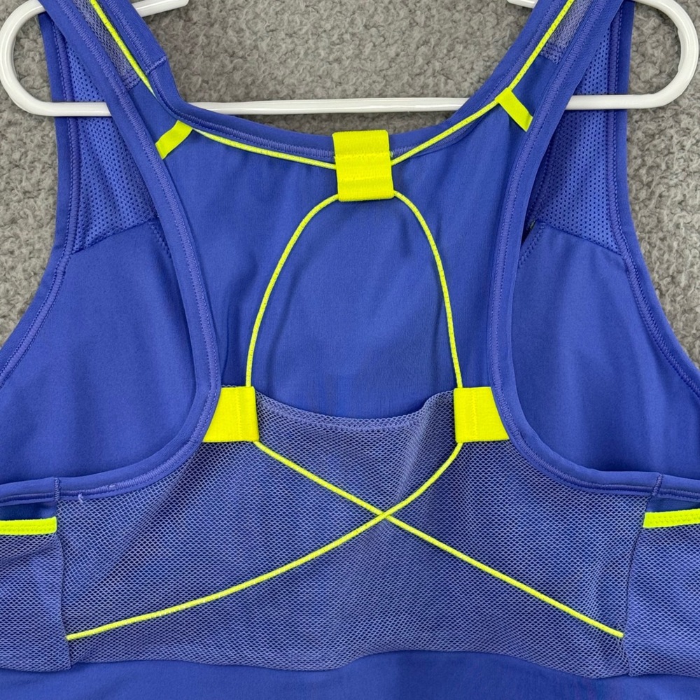Nike Dri-FIT Womens Sports Bra Blue Neon Yellow Mesh Pockets CJ0708-480 Large - Picture 7 of 9